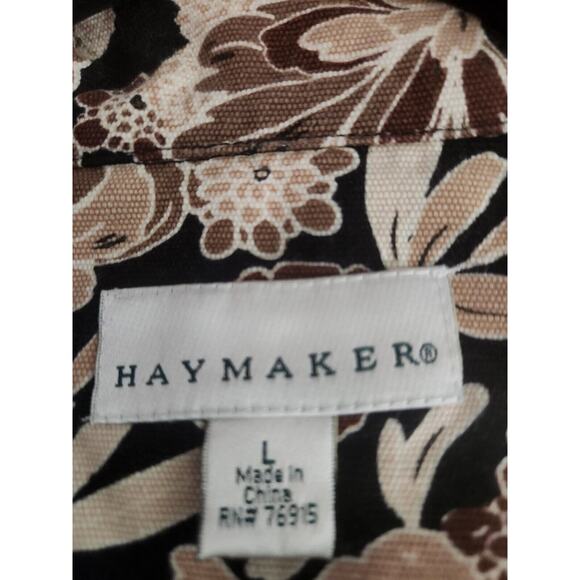 Haymaker Vintage Beige Floral 100% Cotton Button Jacket Long Sleeve Womens Large - Picture 2 of 15